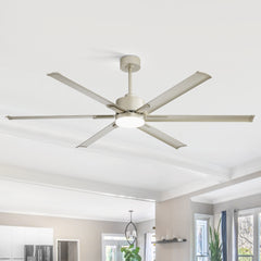 72-Inch Ceiling Fans with LED Light Remote Control, 6 Reversible Blade, Industrial Ceiling Fan with Reversible DC Motor, Down Rod Mount, LED Ceiling Light Chandelier for Bedroom