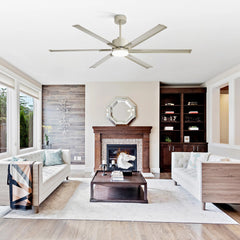 72-Inch Ceiling Fans with LED Light Remote Control, 6 Reversible Blade, Industrial Ceiling Fan with Reversible DC Motor, Down Rod Mount, LED Ceiling Light Chandelier for Bedroom