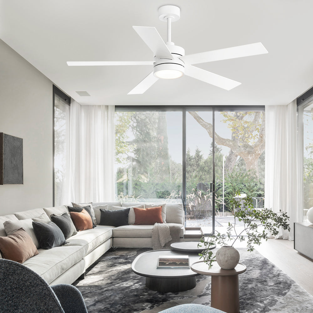52-Inch 5-Blade LED Ceiling Fan with Light Remote,5" and 10" Downrod Included