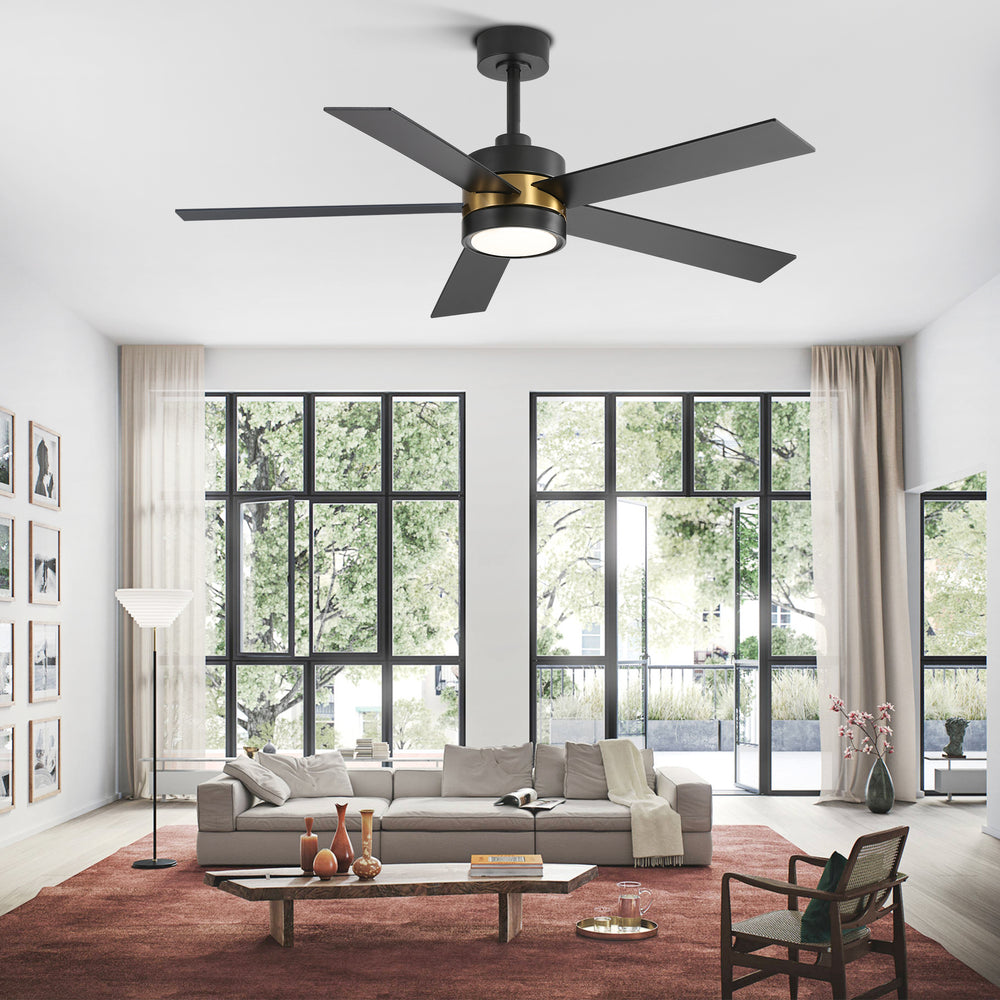 52-Inch 5-Blade LED Ceiling Fan with Light Remote,5" and 10" Downrod Included