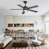 52-Inch 5-Blade LED Ceiling Fan with Light Remote,5" and 10" Downrod Included