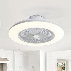 22-inch Enclosed Low Profile Caged Smart LED Ceiling Fan Works with Alexa/Google/APP