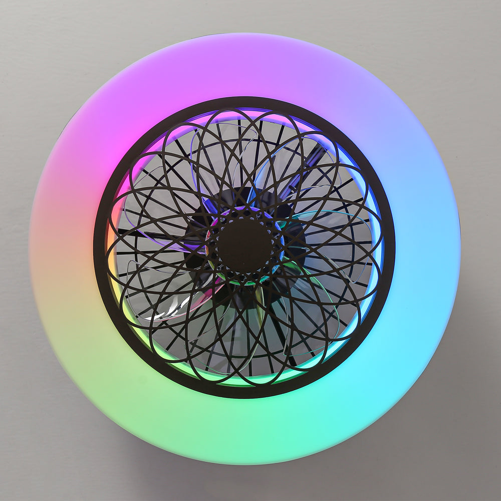 Alvon 20" Smart Flush Mount Bladeless Ceiling Fan With RGB Light