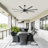 Large 72 Inch 8-Blade Integrated LED Ceiling Fan with Light Remote,7in and 12in Downrod Included