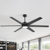 72-in 6-Blade Integrated LED Ceiling Fan with Light Remote,7" and 12" Downrod Included