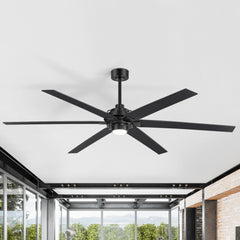 72-Inch 6-Blade Large Ceiling Fans with Lights and Remote,6" and 20" Downrod Included