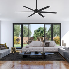 72-Inch 6-Blade Large Ceiling Fans with Lights and Remote,6" and 20" Downrod Included