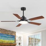 48/52-inch LED Ceiling Fan with Light Remote and 5 Dual-sided Blades, 5” and 10” Downrod Included