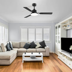 52 Inch LED Ceiling Fan with Light and Remote,3 Reversible Blades with 5in and 10in Downrod Included