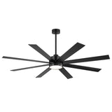Luminor 72 inch black 8 blade ceiling fan with light and remote