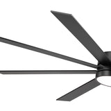 Luminor 72 inch black 8 blade ceiling fan with light featuring slim black blades and modern design