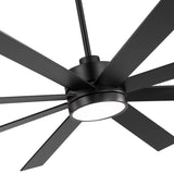 Luminor 72 inch black 8 blade ceiling fan with light featuring central light and motor housing detail