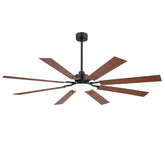 Nerova 72 inch black wood 8 blade ceiling fan with light and downrod design