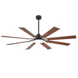 Nerova 72 inch black wood 8 blade ceiling fan with light and downrod design