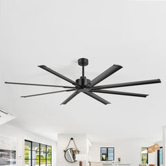 Large 84in Indoor Ceiling Fan with Remote and 3 Downrods without Light(8 Aluminium Blades)