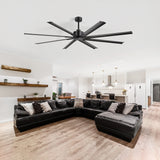 Large 84in Indoor Ceiling Fan with Remote and 3 Downrods without Light(8 Aluminium Blades)