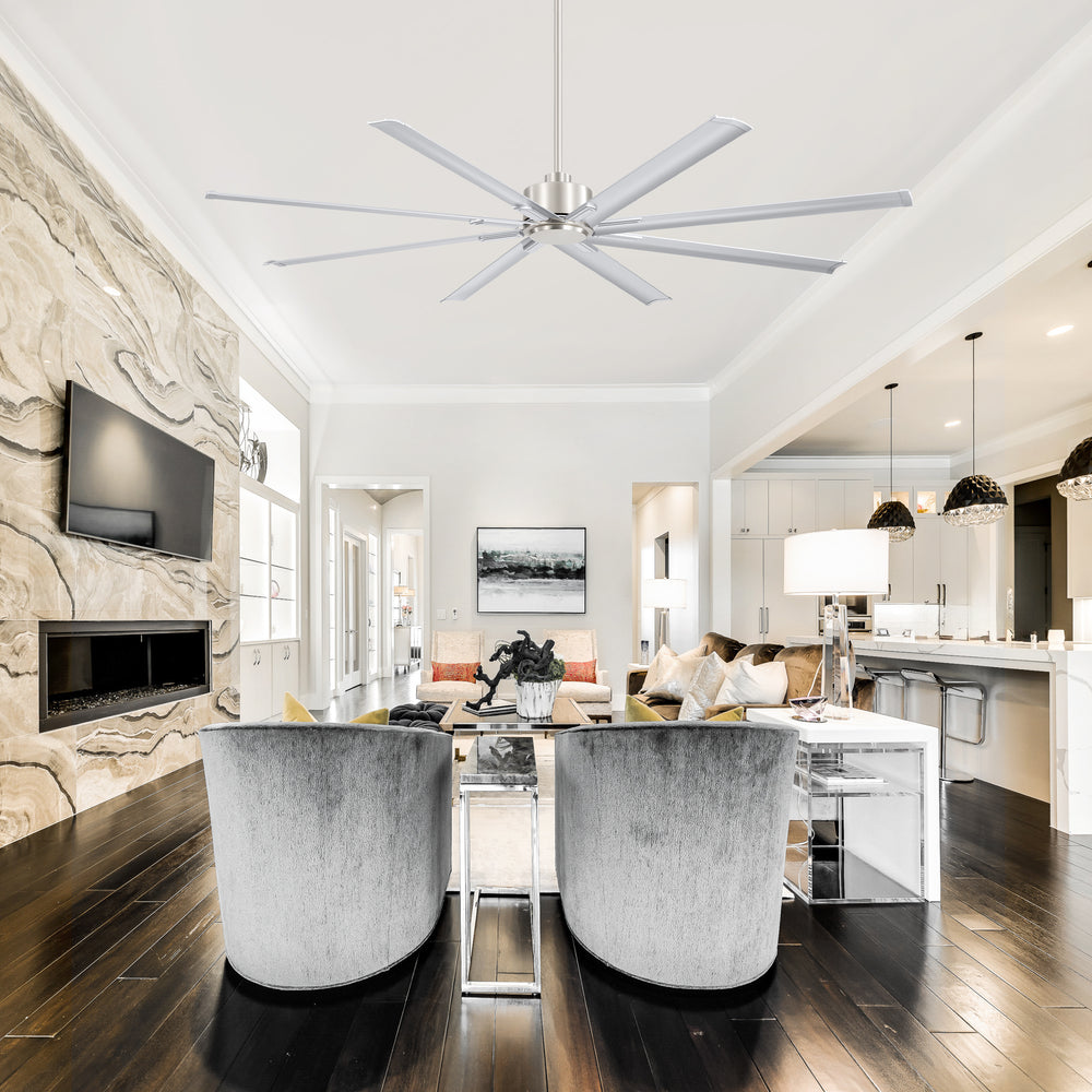 Large 84in Indoor Ceiling Fan with Remote and 3 Downrods without Light(8 Aluminium Blades)