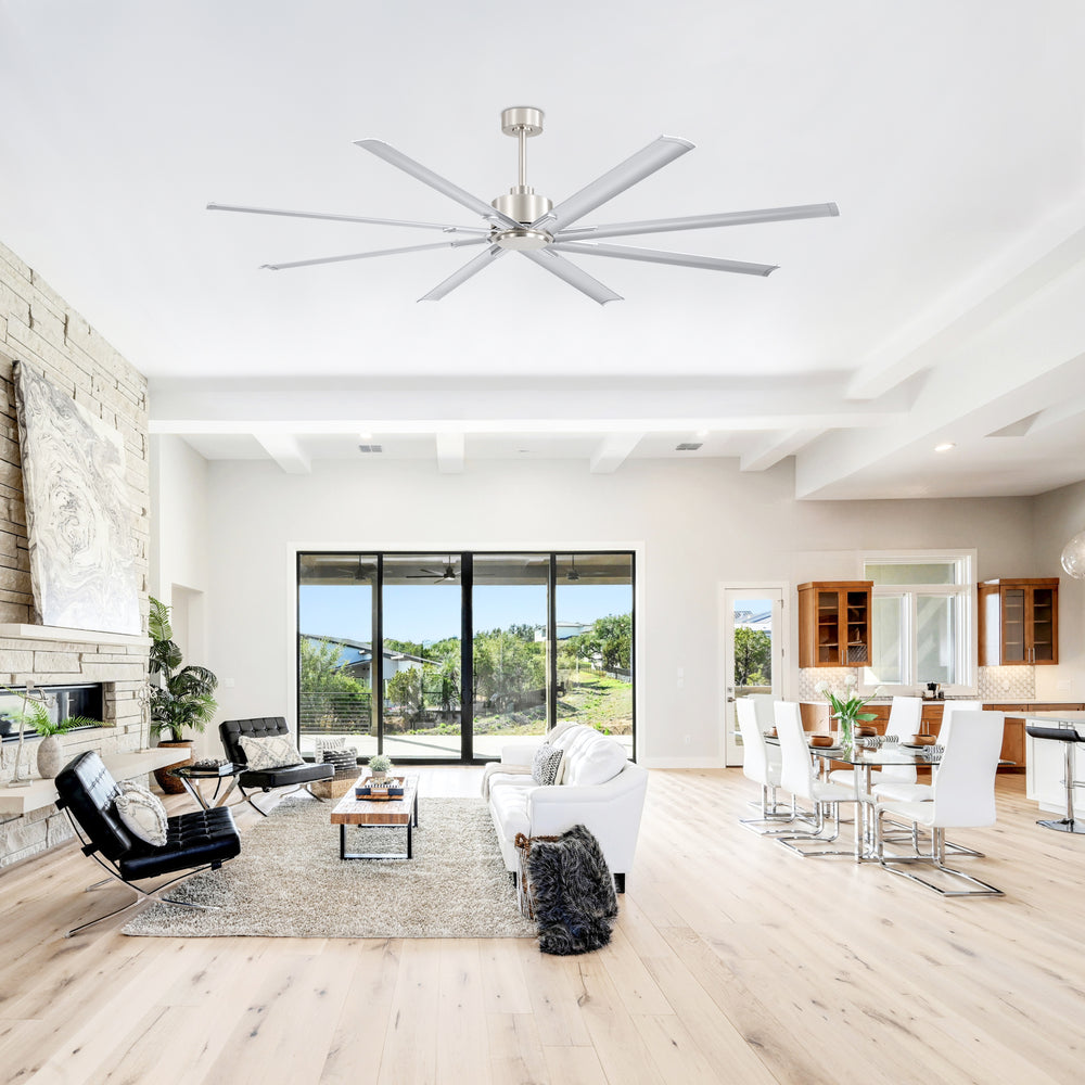 Large 84in Indoor Ceiling Fan with Remote and 3 Downrods without Light(8 Aluminium Blades)