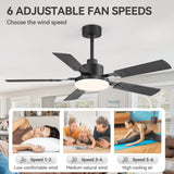 Nerova 48/52" 5-Blade Ceiling Fan With Light & Remote