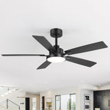 Ventari 52-Inch Black 5-Blade Ceiling Fan With Light & Remote