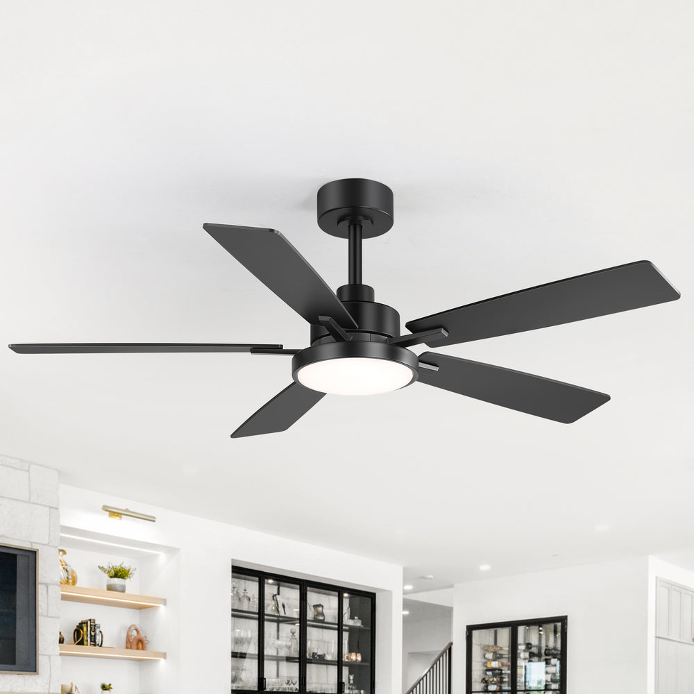 Ventari 52-Inch Black 5-Blade Ceiling Fan With Light & Remote