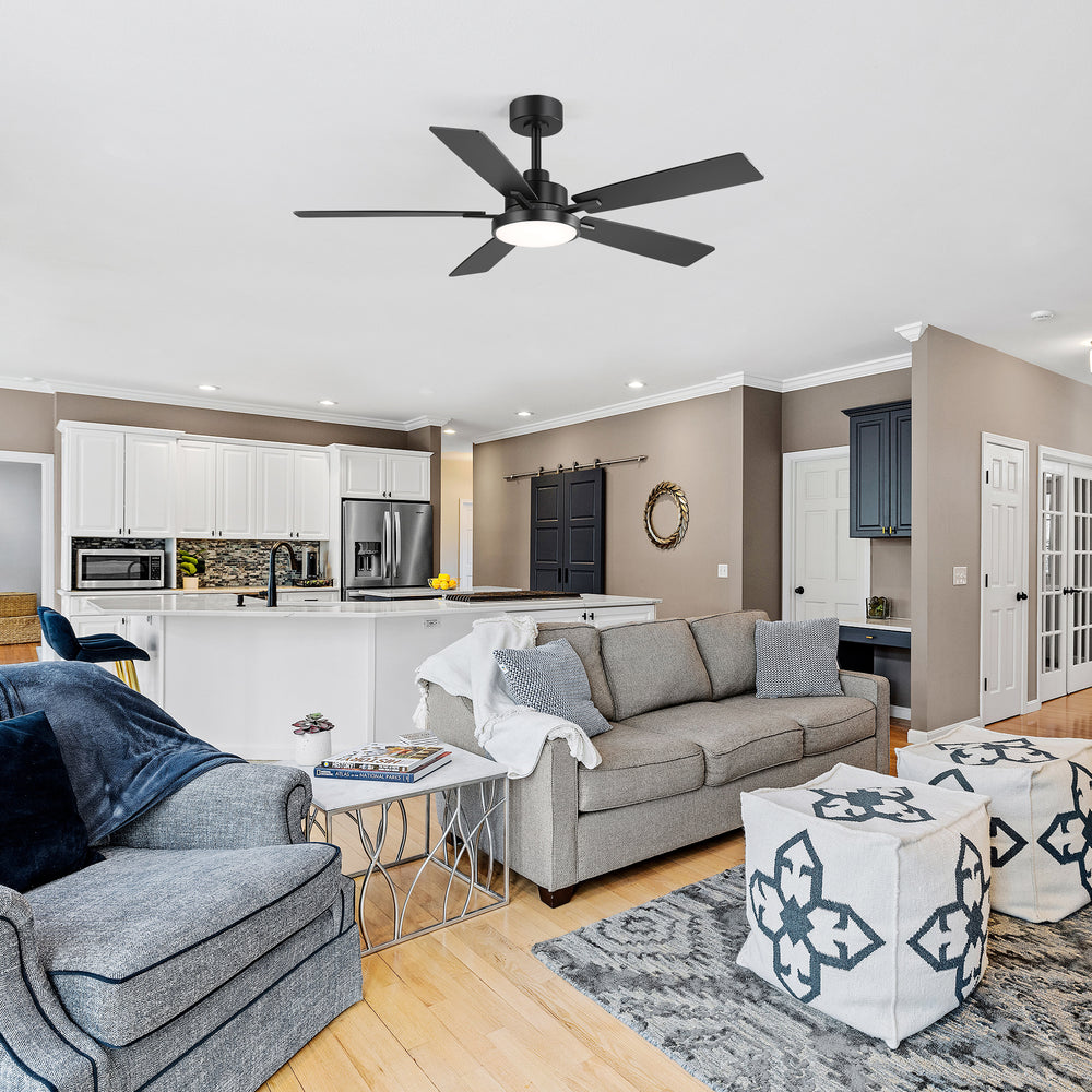 Ventari 52-Inch Black 5-Blade Ceiling Fan With Light & Remote