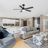 Ventari 52-Inch Black 5-Blade Ceiling Fan With Light & Remote
