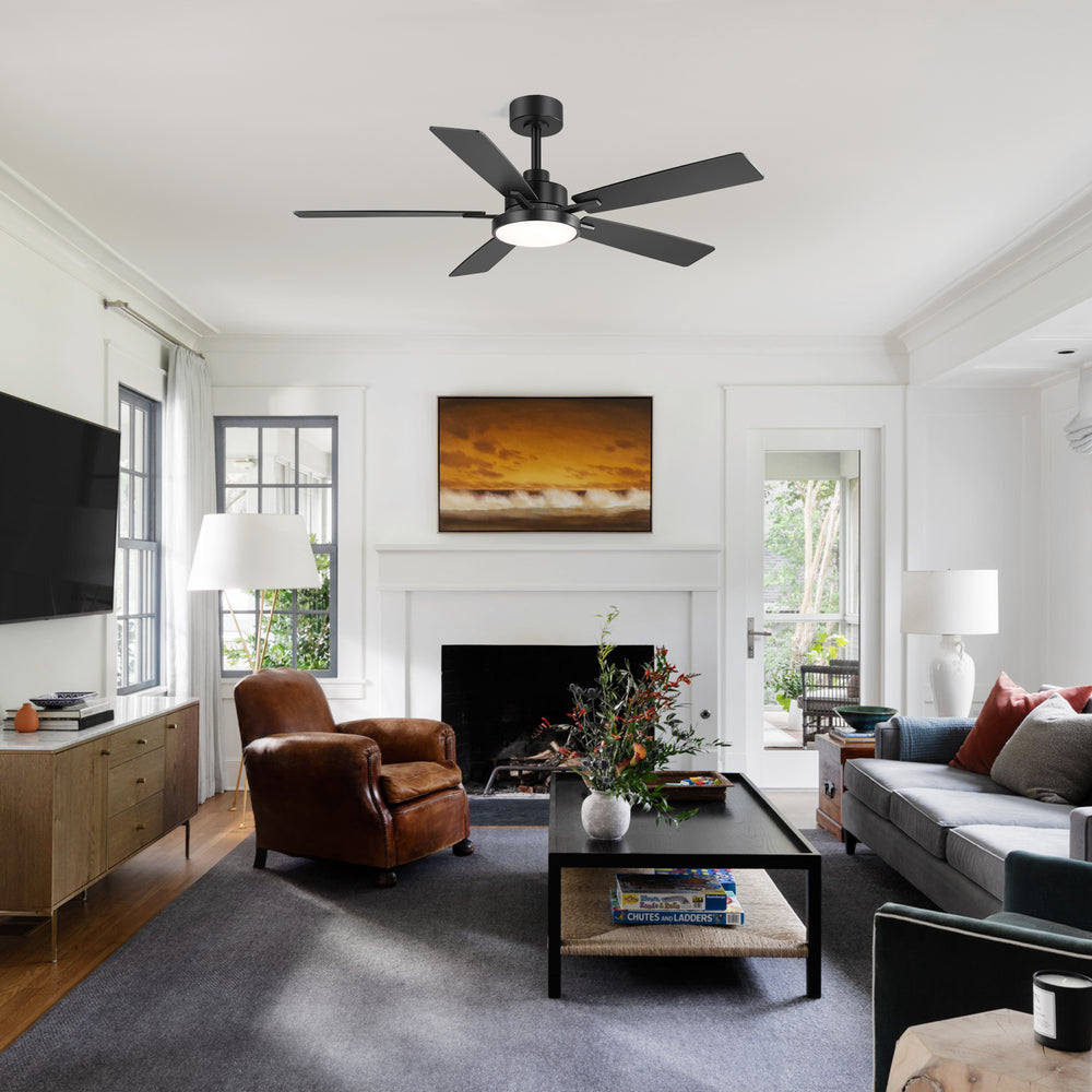 Ventari 52-Inch Black 5-Blade Ceiling Fan With Light & Remote