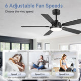 Ventari 52-Inch Black 5-Blade Ceiling Fan With Light & Remote