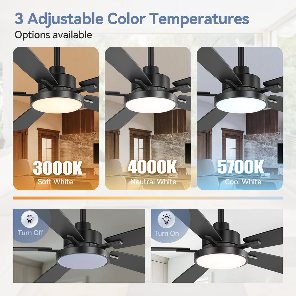 Ventari 52-Inch Black 5-Blade Ceiling Fan With Light & Remote