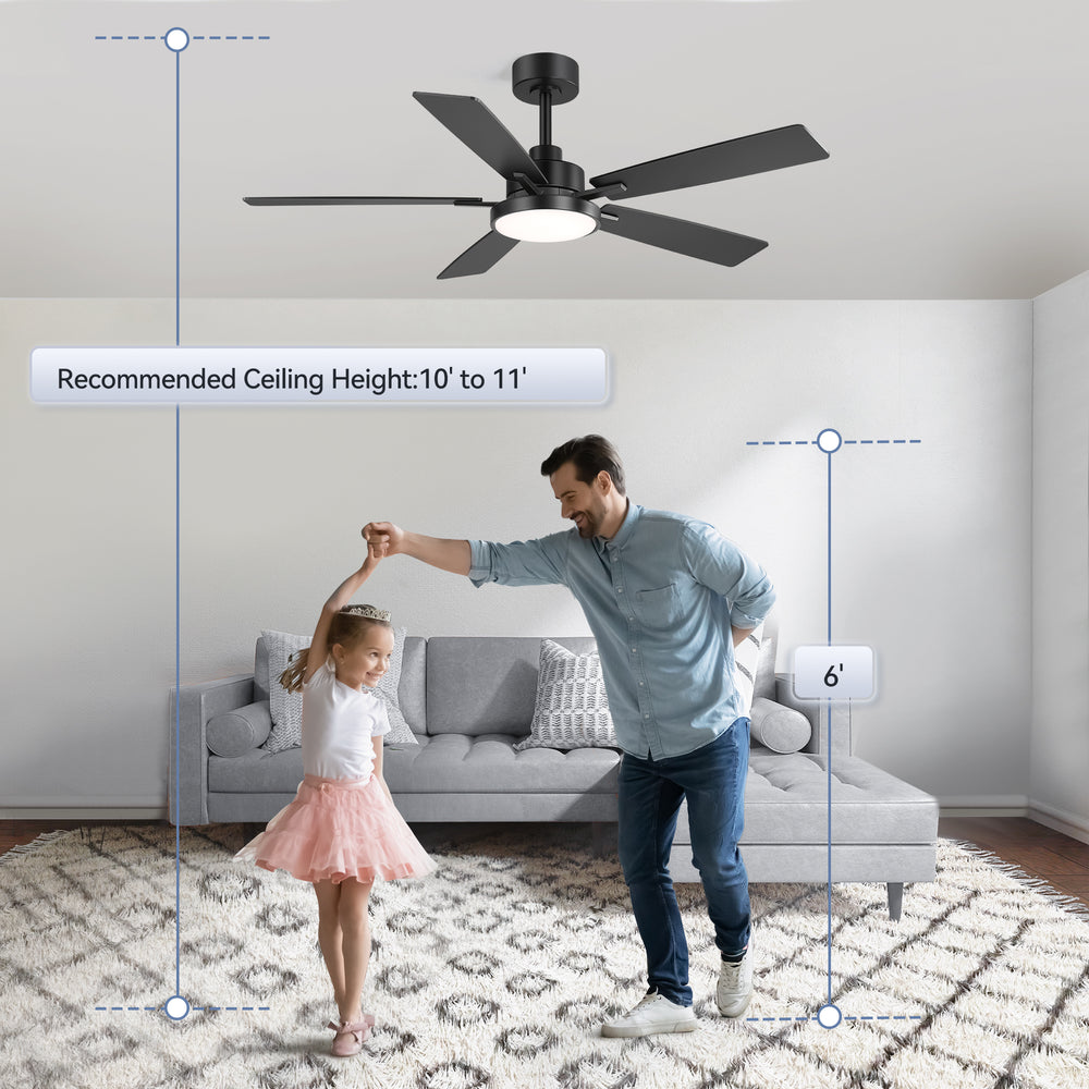 Ventari 52-Inch Black 5-Blade Ceiling Fan With Light & Remote