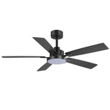 Ventari 52-Inch Black 5-Blade Ceiling Fan With Light & Remote