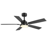 Ventari 52-Inch Black 5-Blade Ceiling Fan With Light & Remote