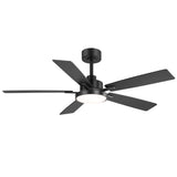 Ventari 52-Inch Black 5-Blade Ceiling Fan With Light & Remote