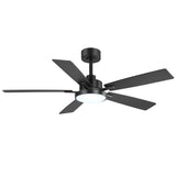 Ventari 52-Inch Black 5-Blade Ceiling Fan With Light & Remote