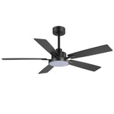 Ventari 52-Inch Black 5-Blade Ceiling Fan With Light & Remote