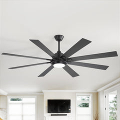 65/72-inch Ceiling Fan with Light and Remote, 8-Blade DC Motor, Dual-Finish Plywood Blades, 3-Color Temperature, 6-Speed Reversible Ceiling Fan for Large Rooms