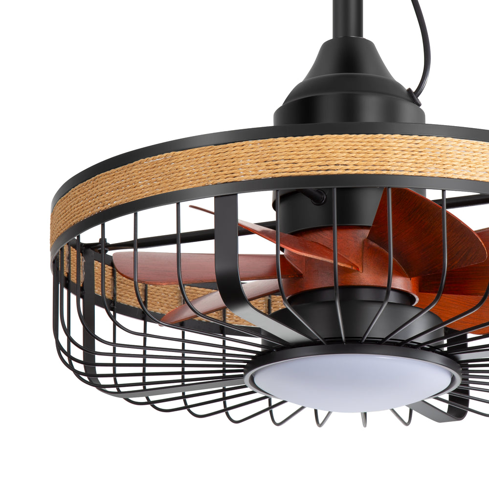 19.7-inch Indoor/Outdoor Waterproof Plug-in Ceiling Fan with LED Light and Remote, DC Motor, 7 ABS Blades, 3000K/4000K/5700K, Hook-Mounted,6"/10" Downrods Included