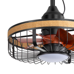 19.7-inch Indoor/Outdoor Waterproof Plug-in Ceiling Fan with LED Light and Remote, DC Motor, 7 ABS Blades, 3000K/4000K/5700K, Hook-Mounted,6"/10" Downrods Included