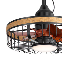 19.7-inch Indoor/Outdoor Waterproof Plug-in Ceiling Fan with LED Light and Remote, DC Motor, 7 ABS Blades, 3000K/4000K/5700K, Hook-Mounted,6"/10" Downrods Included