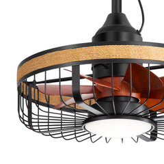 19.7-inch Indoor/Outdoor Waterproof Plug-in Ceiling Fan with LED Light and Remote, DC Motor, 7 ABS Blades, 3000K/4000K/5700K, Hook-Mounted,6"/10" Downrods Included