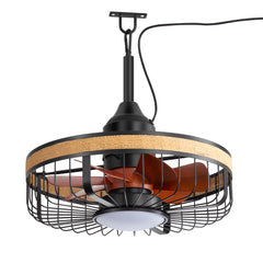 19.7-inch Indoor/Outdoor Waterproof Plug-in Ceiling Fan with LED Light and Remote, DC Motor, 7 ABS Blades, 3000K/4000K/5700K, Hook-Mounted,6"/10" Downrods Included