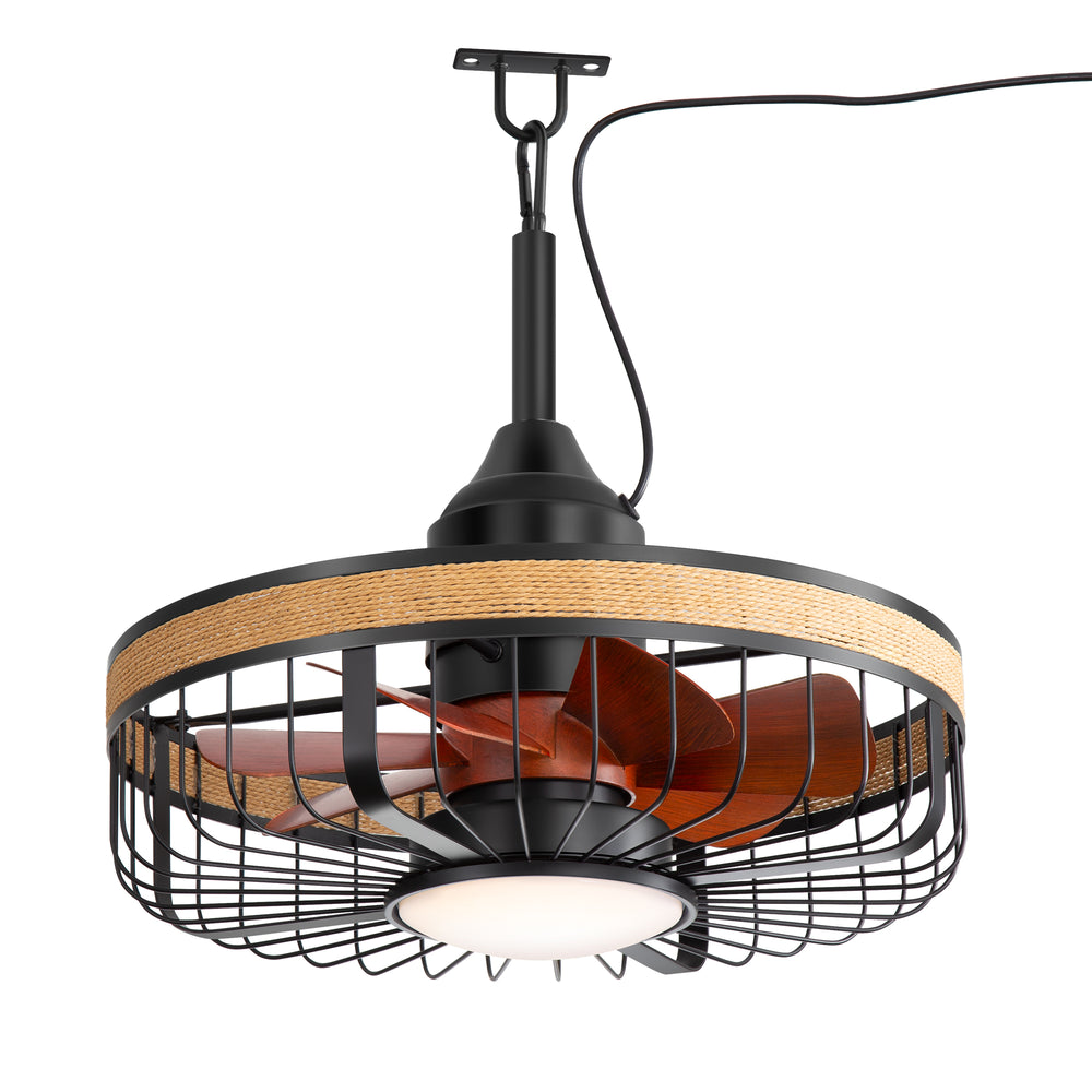 19.7-inch Indoor/Outdoor Waterproof Plug-in Ceiling Fan with LED Light and Remote, DC Motor, 7 ABS Blades, 3000K/4000K/5700K, Hook-Mounted,6"/10" Downrods Included