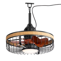 19.7-inch Indoor/Outdoor Waterproof Plug-in Ceiling Fan with LED Light and Remote, DC Motor, 7 ABS Blades, 3000K/4000K/5700K, Hook-Mounted,6"/10" Downrods Included