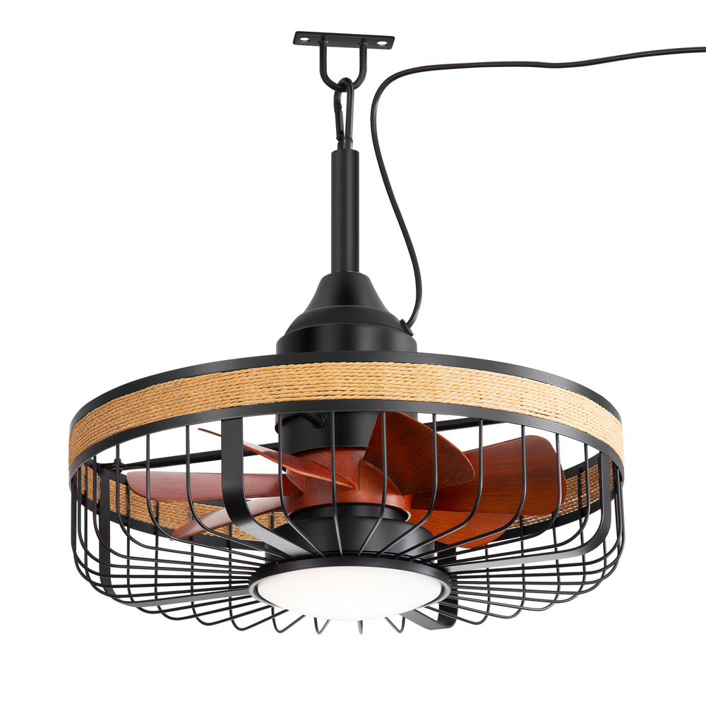 19.7-inch Indoor/Outdoor Waterproof Plug-in Ceiling Fan with LED Light and Remote, DC Motor, 7 ABS Blades, 3000K/4000K/5700K, Hook-Mounted,6"/10" Downrods Included