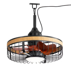 19.7-inch Indoor/Outdoor Waterproof Plug-in Ceiling Fan with LED Light and Remote, DC Motor, 7 ABS Blades, 3000K/4000K/5700K, Hook-Mounted,6"/10" Downrods Included