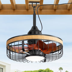 19.7-inch Indoor/Outdoor Waterproof Plug-in Ceiling Fan with LED Light and Remote, DC Motor, 7 ABS Blades, 3000K/4000K/5700K, Hook-Mounted,6"/10" Downrods Included