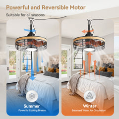 19.7-inch Indoor/Outdoor Waterproof Plug-in Ceiling Fan with LED Light and Remote, DC Motor, 7 ABS Blades, 3000K/4000K/5700K, Hook-Mounted,6"/10" Downrods Included