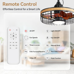 19.7-inch Indoor/Outdoor Waterproof Plug-in Ceiling Fan with LED Light and Remote, DC Motor, 7 ABS Blades, 3000K/4000K/5700K, Hook-Mounted,6"/10" Downrods Included