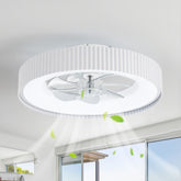 19.3-inch Flush Mount White Ceiling Fan with Dimmable LED Light, Remote Control, Stepless Color Temperature Adjustment, 7 Transparent ABS Blades
